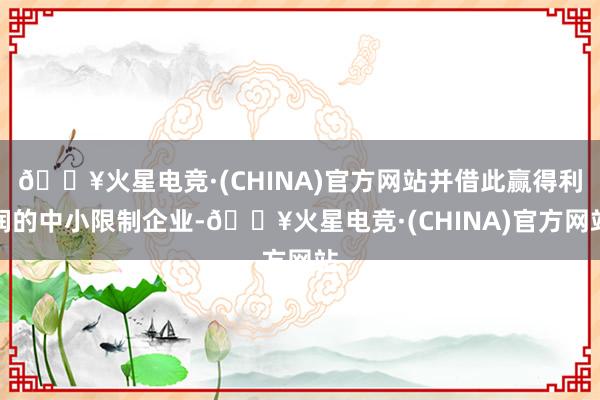 🔥火星电竞·(CHINA)官方网站并借此赢得利润的中小限制企业-🔥火星电竞·(CHINA)官方网站